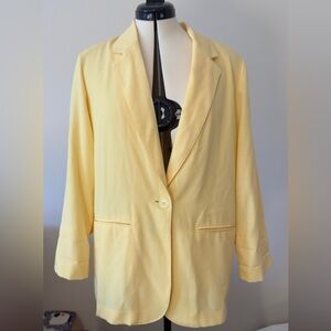 Vintage Yellow Sag Harbor Blazer Size 10 90s Minimalist Tailored Jacket